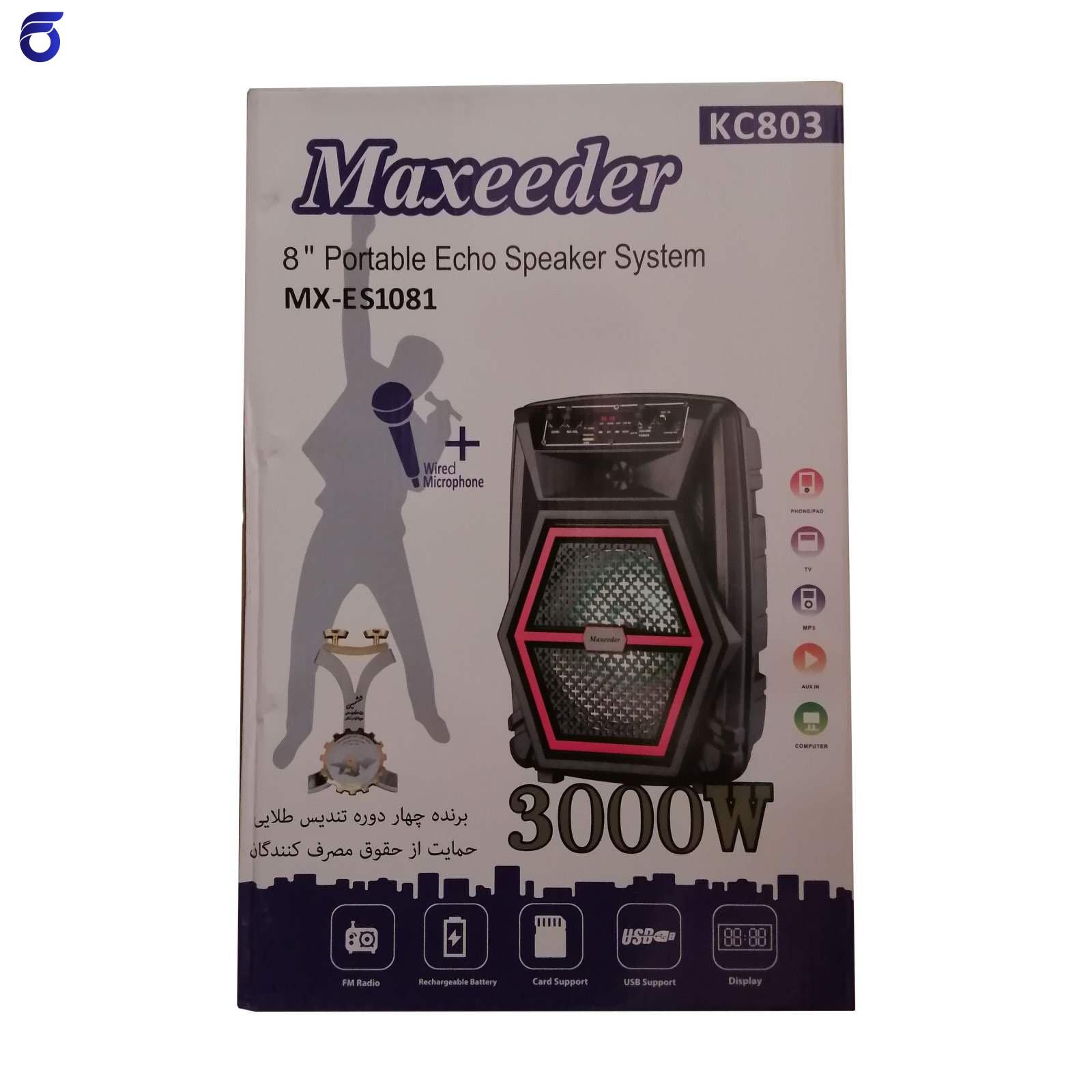 پخش کننده خانگی قابل حمل مکسیدر مدل MX-ES 1081 به همراه میکروفون KC803