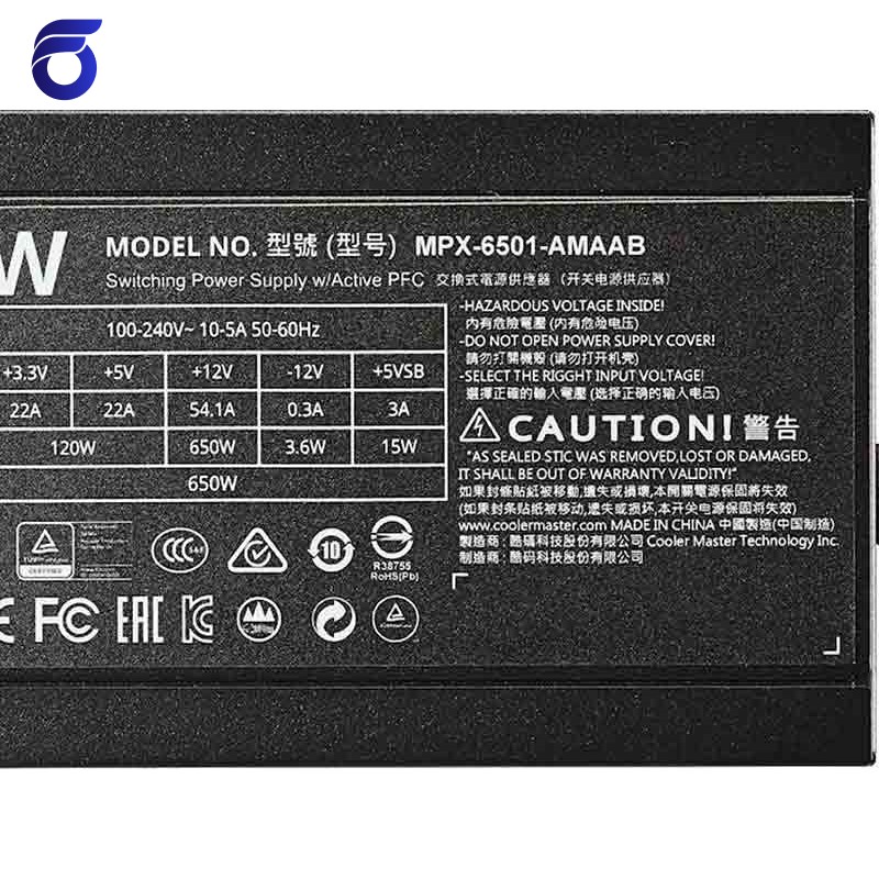 منبع تغذیه کولر مستر مدل CoolerMaster MASTERWATT 650 BRONZE