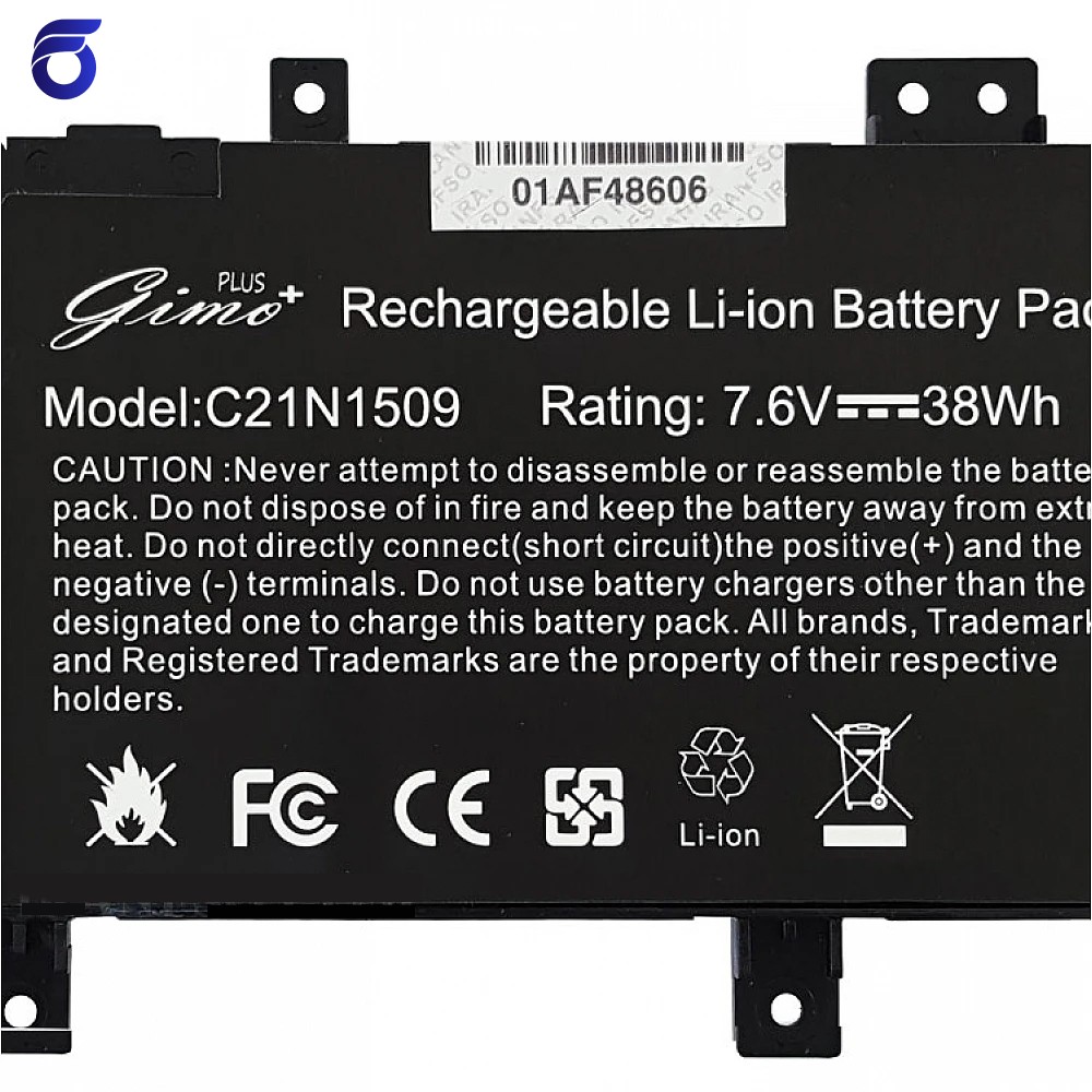 باتری لپ تاپ ایسوس Battery Asus X556 C21N1509_Gimo Plus مشکی داخلی-38 وات ساعت