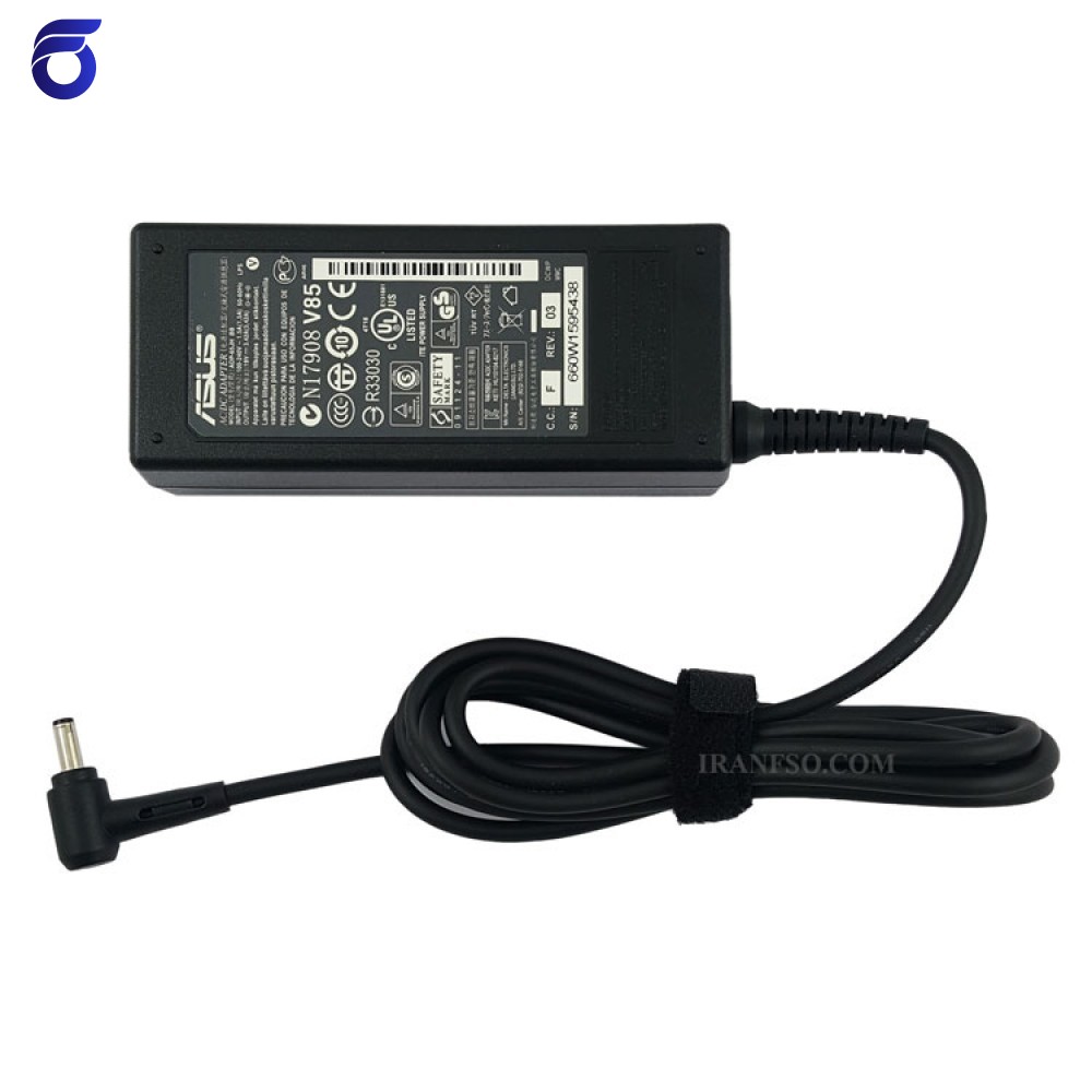 آداپتور لپ تاپ ایسوس 19V 3.42A Gimo Plus زنبوکی سرفیش بزرگ-مستطیلی