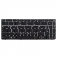 کیبرد لپ تاپ لنوو IdeaPad S410-Z410 مشکی-با فریم نقره ای فلت صاف   کیبورد لپ تاپ لنوو S410-Z410   تعمیرات فوق تخصصی لپ تاپ تهران   فروش قطعات تعمیری لپ تاپ   مرکز پخش قطعات لپ تاپ تهران